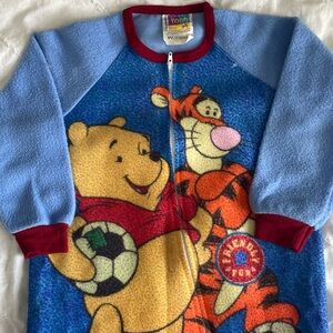 Vintage Pooh Fleece Zip Up Pajamas 4T
